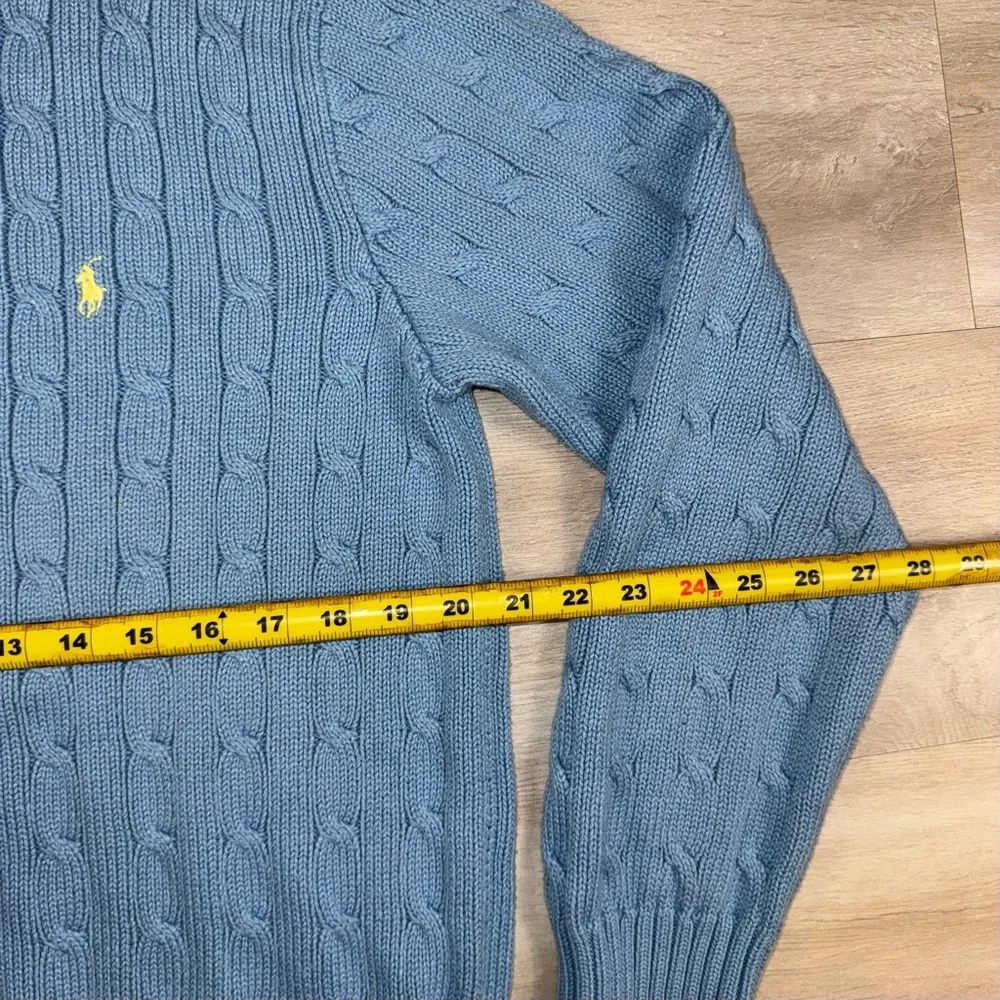 Polo Ralph Lauren Cable Knit Sweater Pullover Pony Light Blue Men’s Size Large - Picture 4 of 6